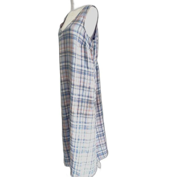 J. Jill love linen maxi dress plaid blue resortwear beach coastal casual women L - Picture 5 of 9